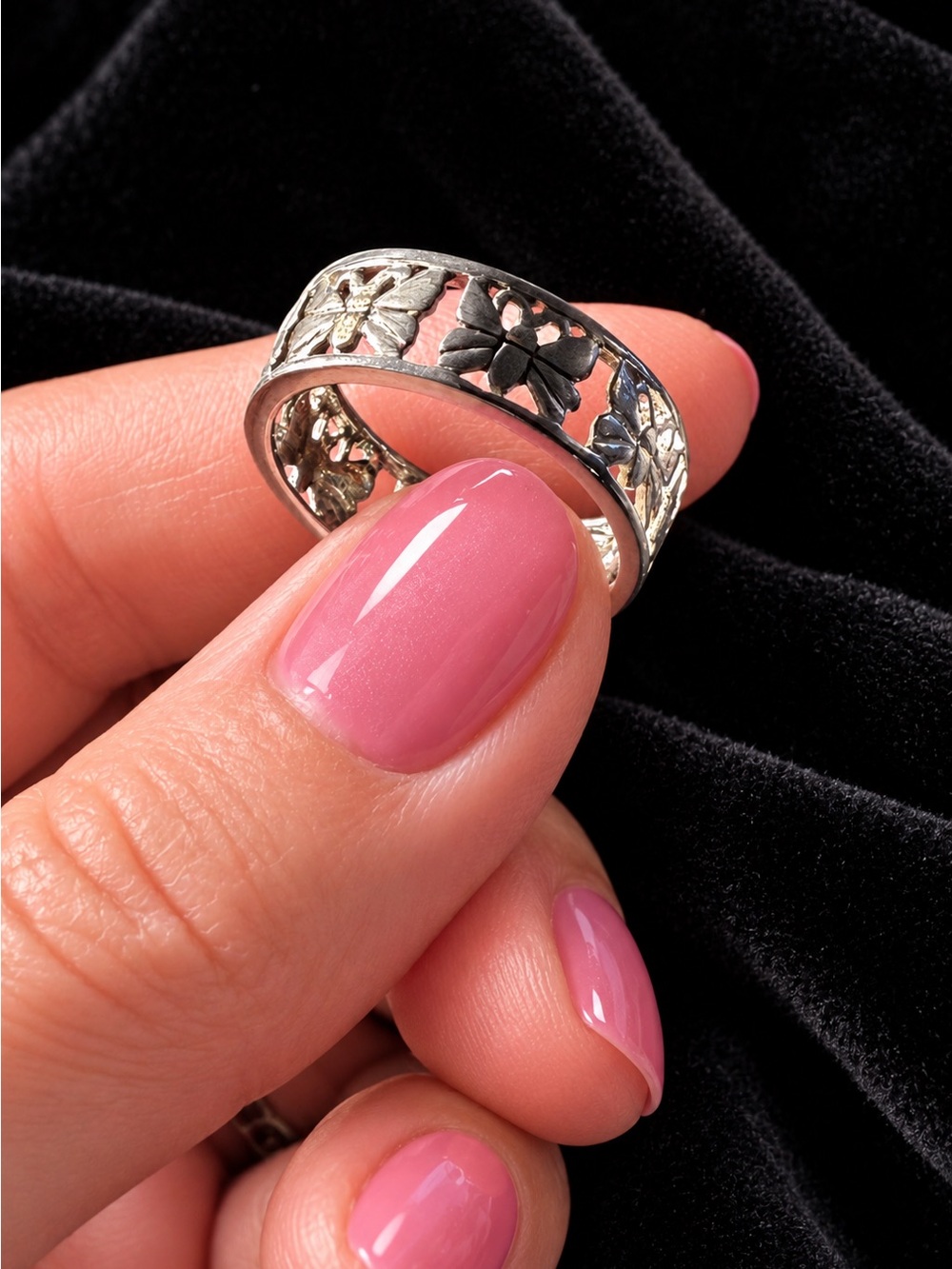 Silver Butterfly Band Ring Size 7